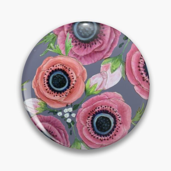 Item preview, Anemones watercolor floral on grey designed and sold by MagentaRose.