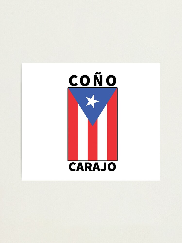 Lámina fotográfica «Bandera de Puerto Rico con Slang Coño Carajo