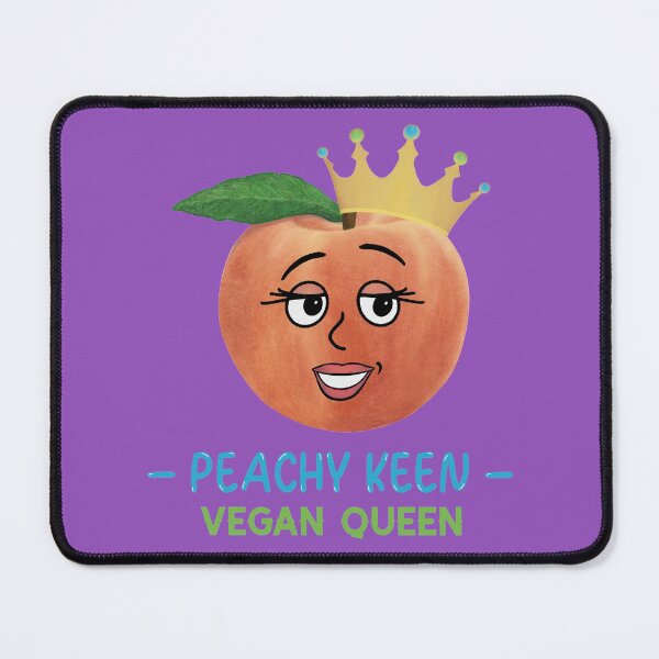 Item preview, Peachy Keen Vegan Queen, cute cartoon peach character designed and sold by Crystal Raymond.