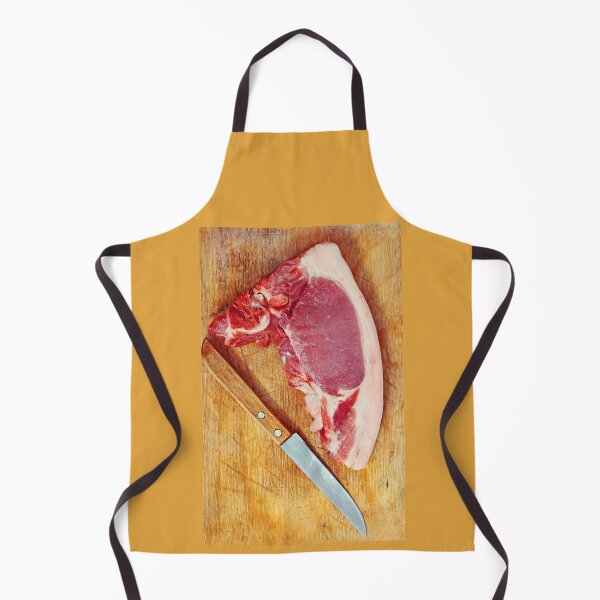 Item preview, Raw pork meat and knife on wooden cutting board. designed and sold by IaroslavB.
