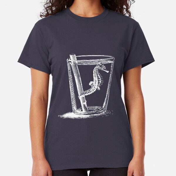 Seepferdchen im Wasserglas - weiß Classic T-Shirt