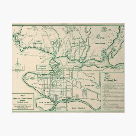 Map Of The Business Portion Of The City Of Vancouver British Columbia Early Street Paving Art Board Print For Sale By Fovca Redbubble