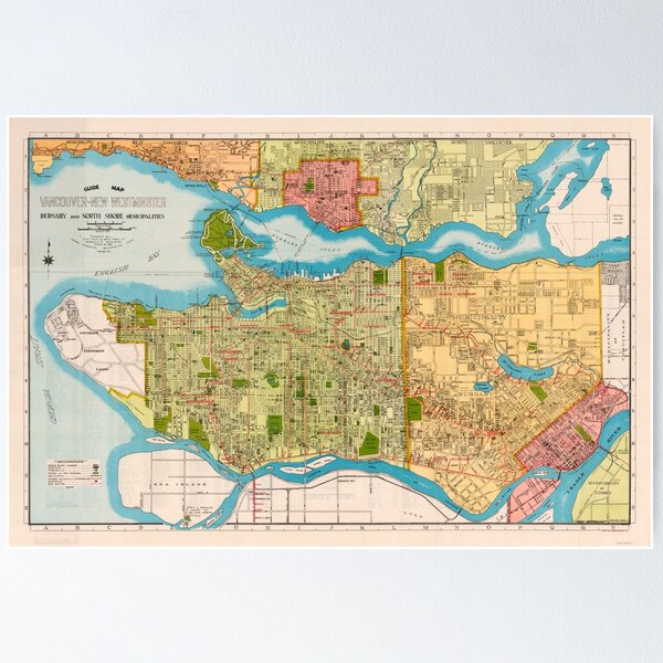 Item preview, Guide map. Vancouver-New Westminster. Burnaby and North Shore municipalities (1935) designed and sold by FOVCA.