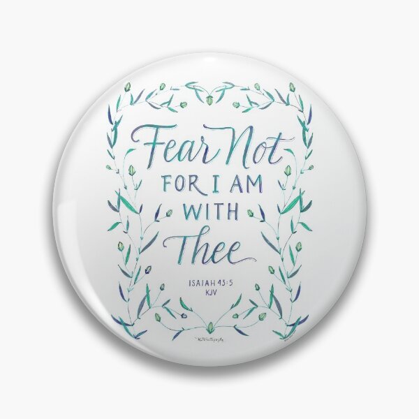 Item preview, Scripture Art of Isaiah 43:5 KJV | Fear Not for I Am with Thee | Teal Blue designed and sold by KJVCalligraphy.