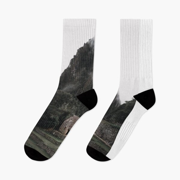 Item preview, Cloudy moody Machu Picchu Andes mountain houses | Peru designed and sold by photofelix-.
