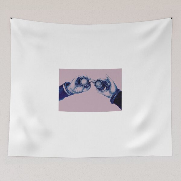 Item preview, Colorful detailed drawing of hand holding binoculars. Illustration designed and sold by oanaunciuleanu.