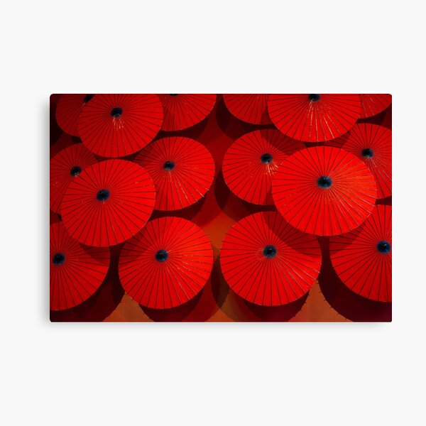 Bright red Japanese umbrellas Canvas Print