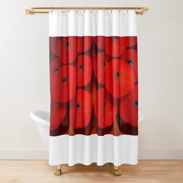 Bright red Japanese umbrellas Shower Curtain