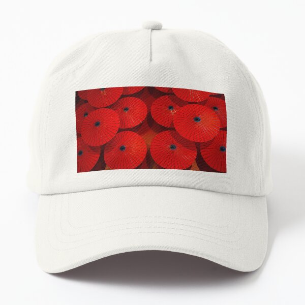Bright red Japanese umbrellas Dad Hat