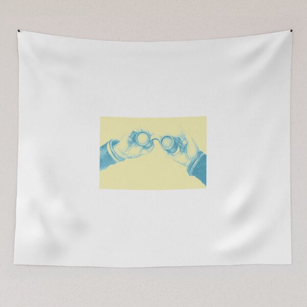 Item preview, Colorful detailed drawing of hand holding binoculars. Illustration designed and sold by oanaunciuleanu.
