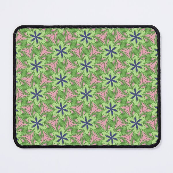 Item preview, Blue and Green Flower Tile on Pink designed and sold by Fractal Journeys, etc. .
