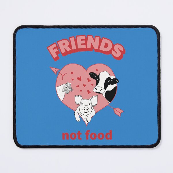 Item preview, Friends not food quote with cute chicken, pig, and cow cartoons designed and sold by Crystal Raymond.