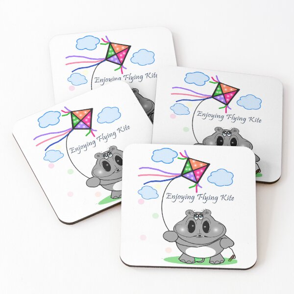 Item preview, Hippo  Enjoying Flying Kite designed and sold by Shirley cute art .
