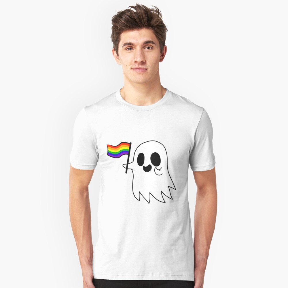 Gay Pride Ghost Slim Fit T-Shirt