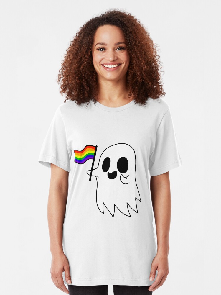 Alternate view of Gay Pride Ghost Slim Fit T-Shirt
