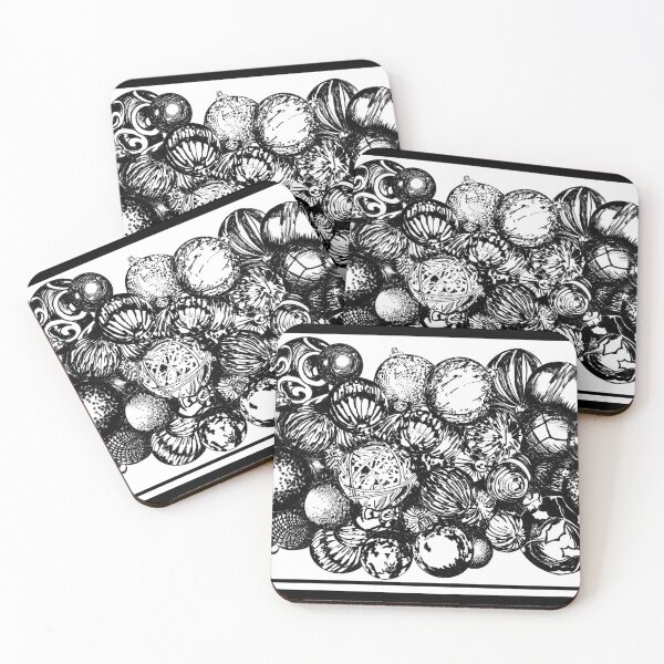 Item preview, Rows of Christmas Ornaments Black & White designed and sold by missdebi27.
