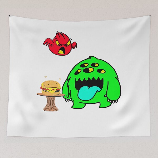 Item preview, Hungry Monster Wanting to Eat Friend's Burger designed and sold by ExplorerXD.