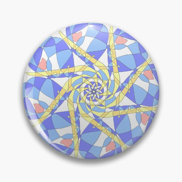 Item preview, Geometric pink flower, blue sky, golden ribbon  designed and sold by PaintingsByKF.