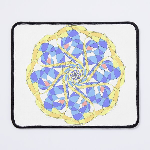 Item preview, Geometric pink flower, blue sky, golden ribbon designed and sold by PaintingsByKF.