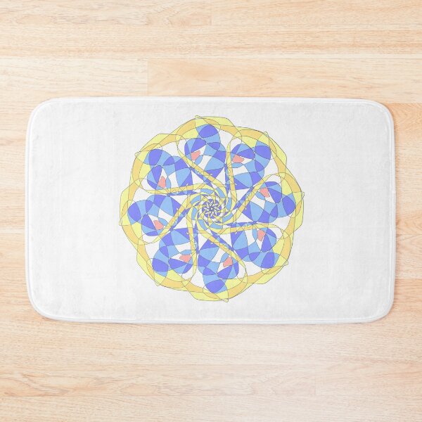 Item preview, Geometric pink flower, blue sky, golden ribbon  designed and sold by PaintingsByKF.