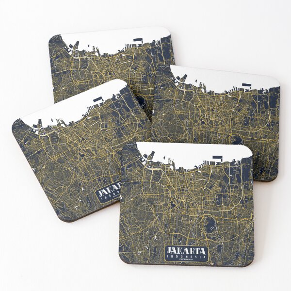 Item preview, Jakarta City Map of Indonesia - Gold Art Deco designed and sold by deMAP.