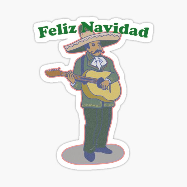 Mariachi Guitar Player Feliz Navidad Sticker