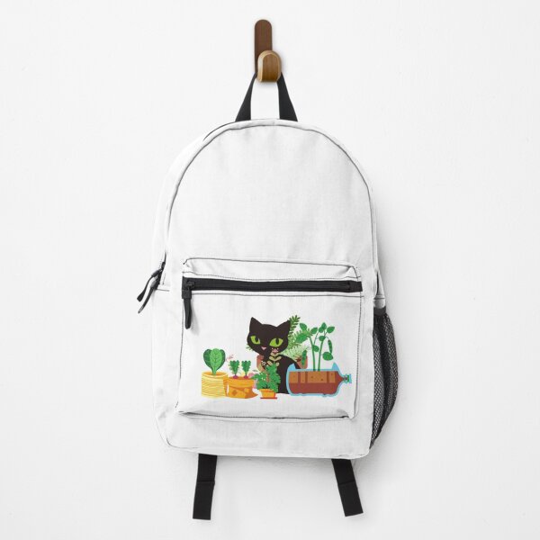 Item preview, Black cat behind flowers and plants designed and sold by theredsharp.