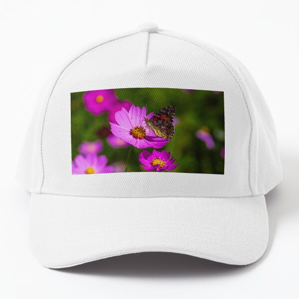 Beautiful butterfly posing the wildflowers Baseball Cap