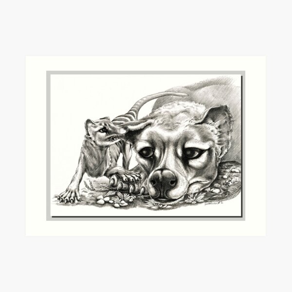 ICON ~ D1G1TAL-M00DZ ~ Thylacine Mother and Young 2 by tasmanianartist Art Print