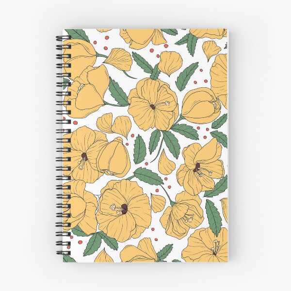 Item preview, Yellow Hibiscus and Mint Flower Pattern | Yellow design, floral pattern, botanical design designed and sold by DrawnbyHan.