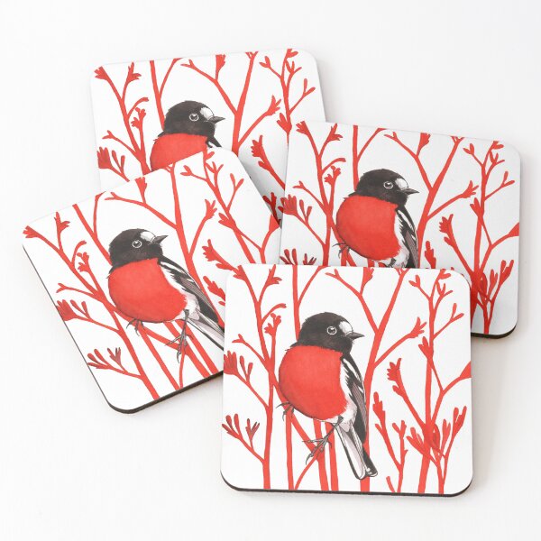 Item preview, Scarlet Robin sobre patas de canguro rojo designed and sold by PollaPosavec.