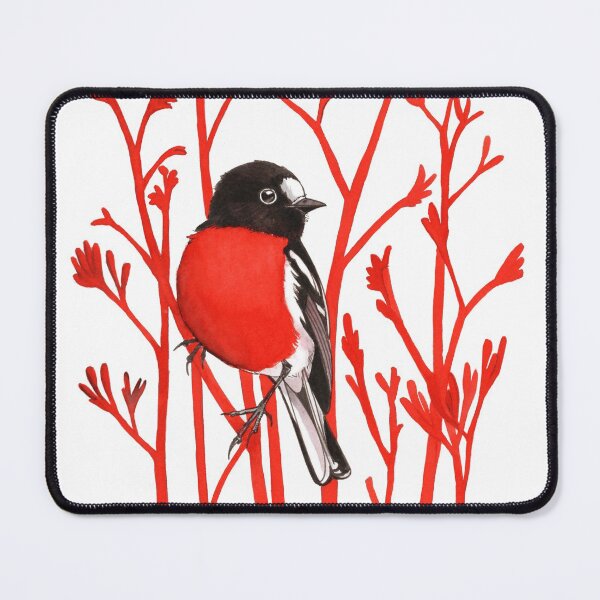 Item preview, Scarlet Robin on Red Kangaroo Paws designed and sold by PollaPosavec.
