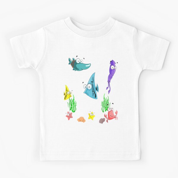 Oacian Blue Cartoon Fish 9 Types Of Sharks Educational Blue Ocean Kids T- Shirt for Sale by didian03