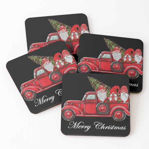 Item preview, Three Gnomes in Red Truck With Merry Christmas Tree designed and sold by JoelleKey.