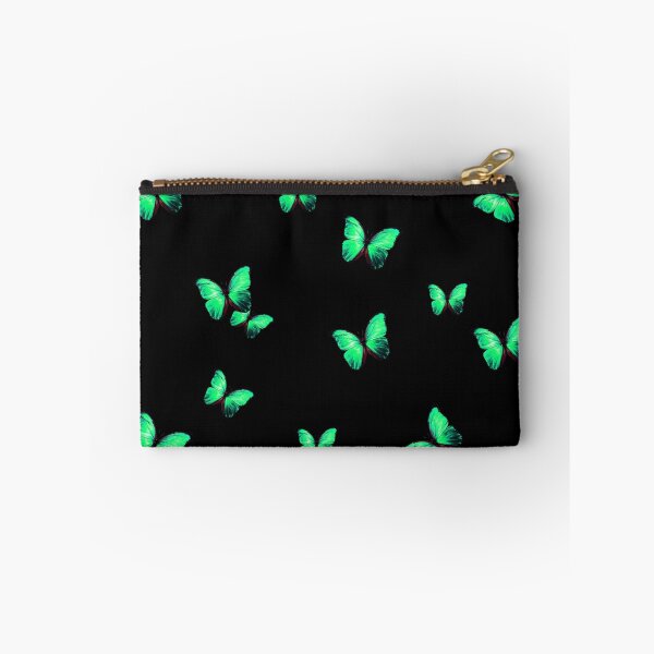 Item preview, Supper Green Butterflies on a black background designed and sold by timelessfancy.