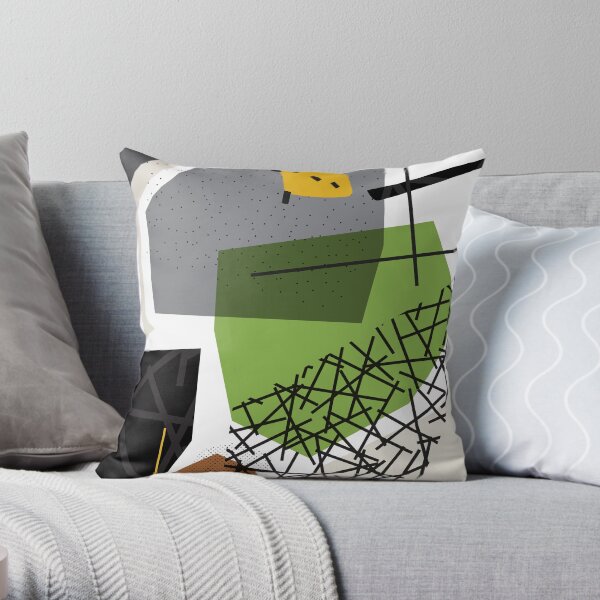 Go! // Abstract Scribble Retro Throw Pillow