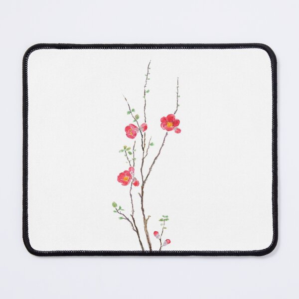 Item preview, hand painted red winter plum watercolor flowers designed and sold by SelenePaintings .
