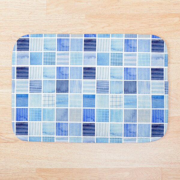 Item preview, Blue Textured Squares on a White Background designed and sold by Faye Maguire.