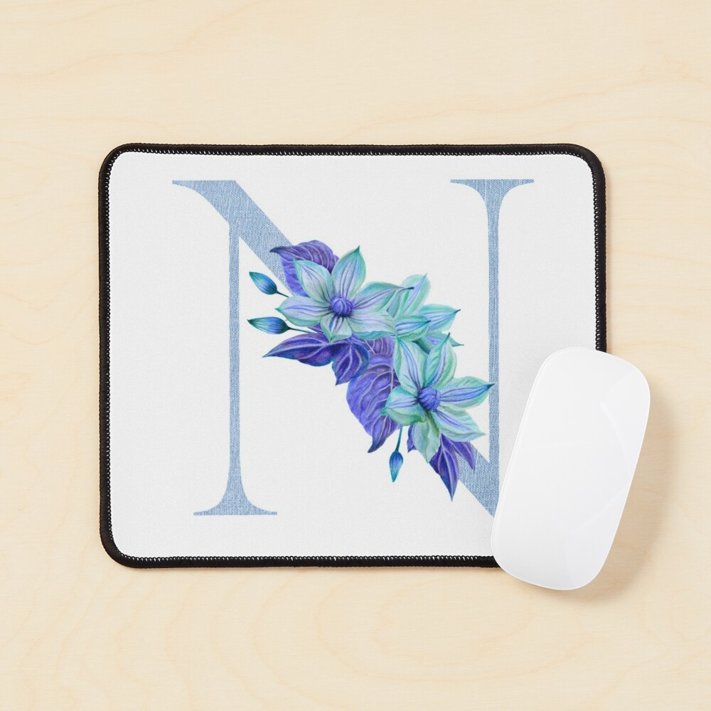 Blue floral monogram letter M Sticker for Sale by sereindesign