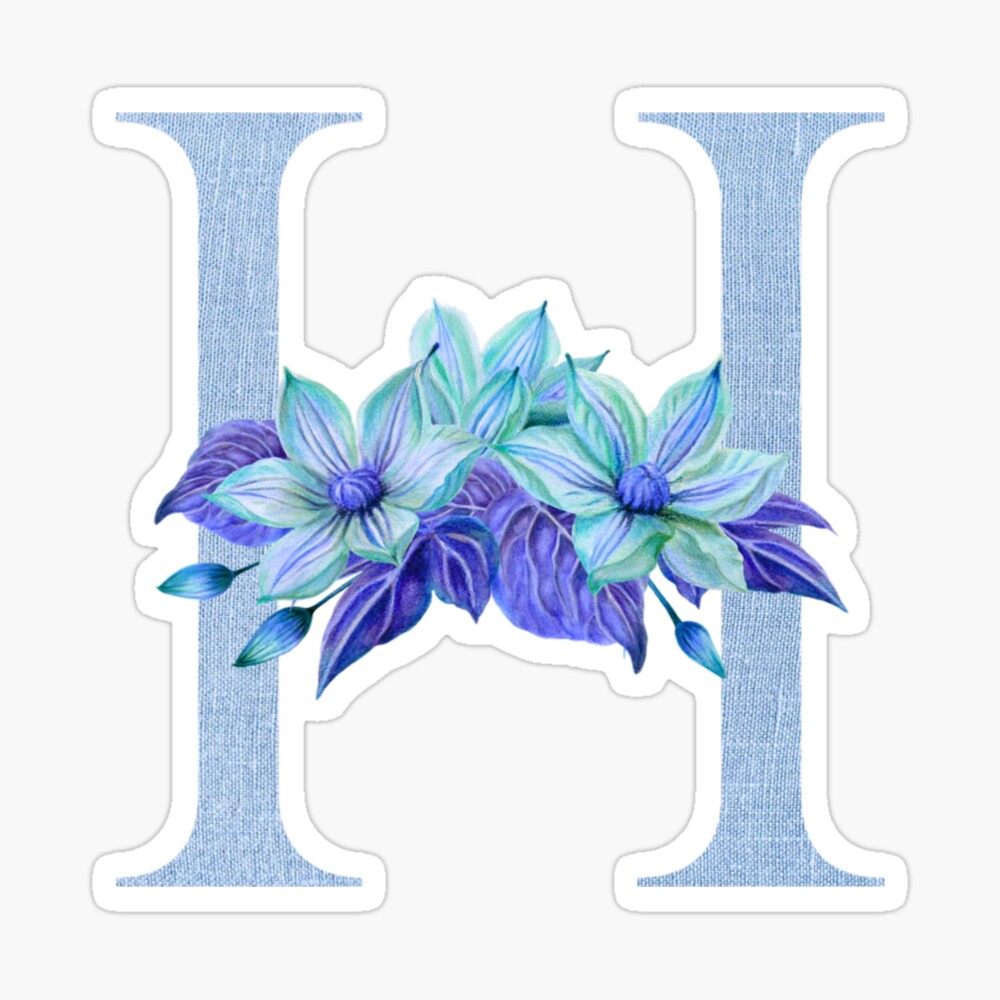 Blue floral monogram letter M Sticker for Sale by sereindesign