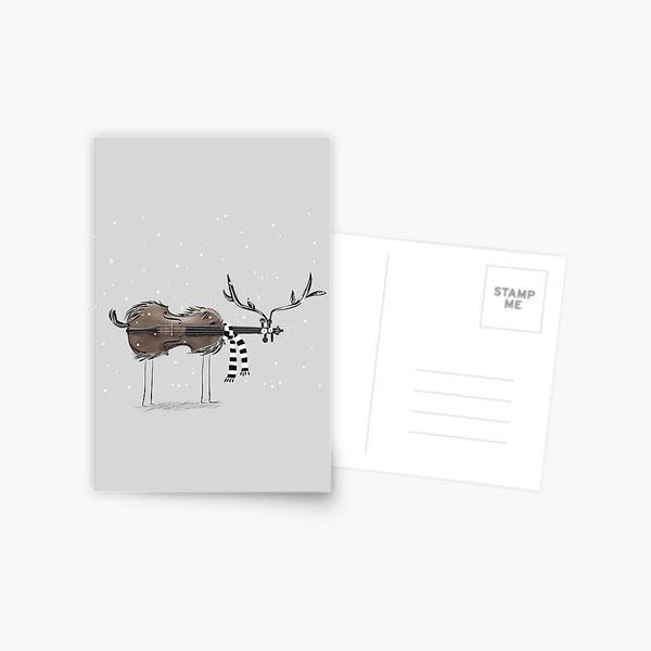 Christmas Violin Reindeer Postcard