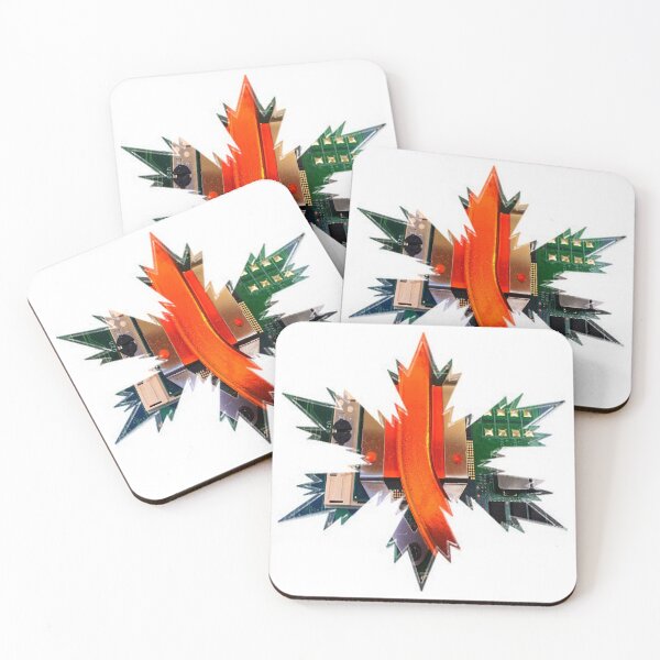 Item preview, Xmas Techie Snowflakes Star Green - Orange by Iritof designed and sold by iritof.