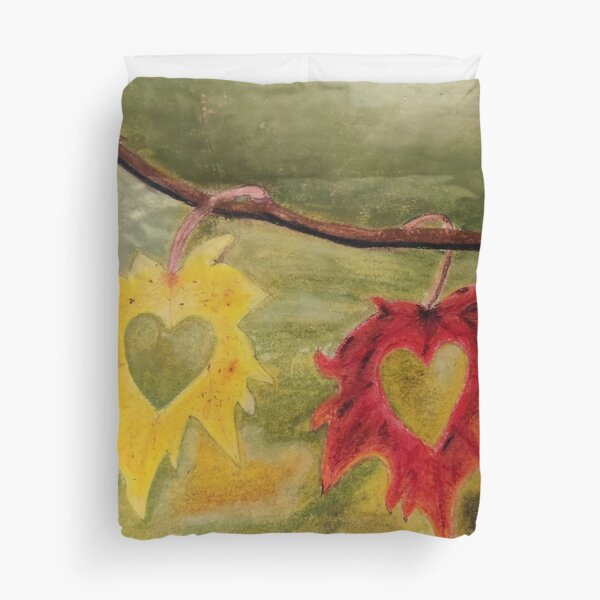 Item preview, Twin Hearts Autumn Leaves - Pastel Art designed and sold by Sowbhagya M.