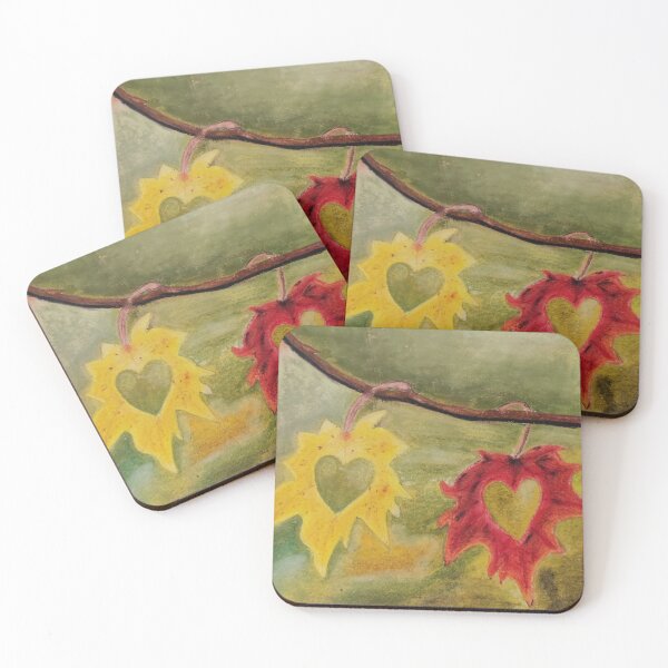 Item preview, Twin Hearts Autumn Leaves - Pastel Art designed and sold by Sowbhagya M.