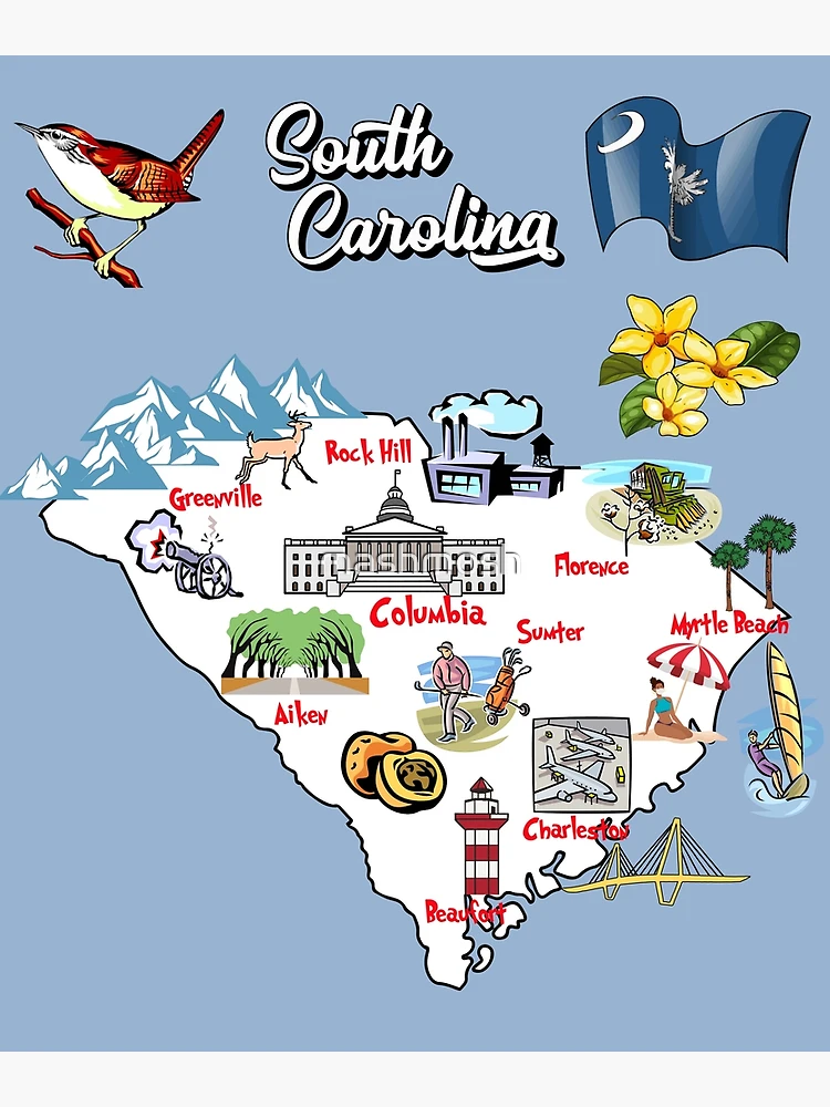 illustrated Map of Louisiana in US with major Cities, symbols and  attractions Sticker for Sale by mashmosh