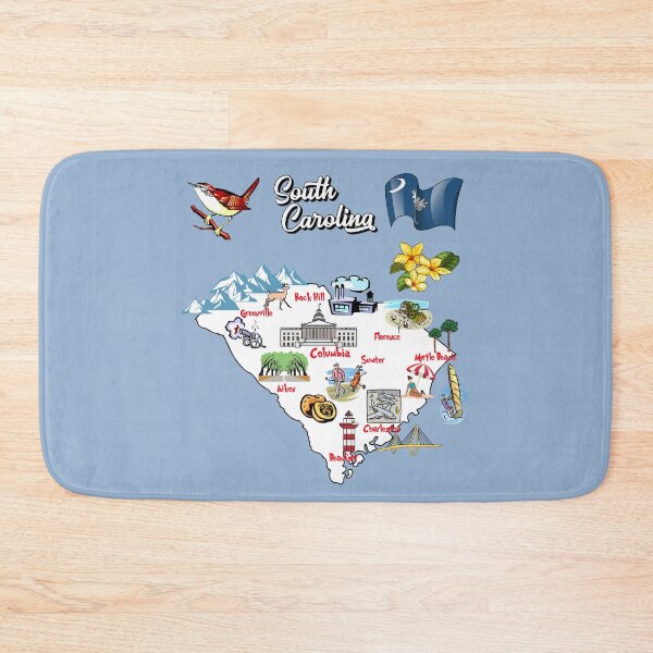 Item preview, illustrated Map of South Carolina state in US, major Cities and symbols  designed and sold by mashmosh.