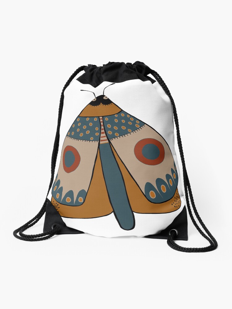 Thumbnail 1 of 3, Drawstring Bag, colorful moth digital drawing designed and sold by Florcitasart.