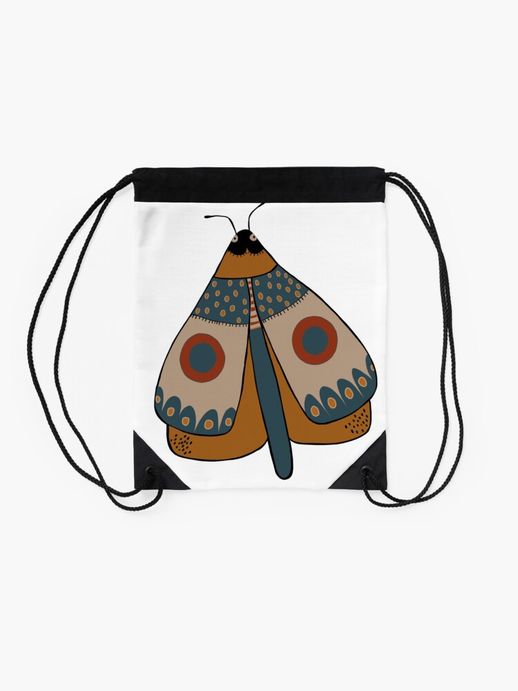 Thumbnail 2 of 3, Drawstring Bag, colorful moth digital drawing designed and sold by Florcitasart.