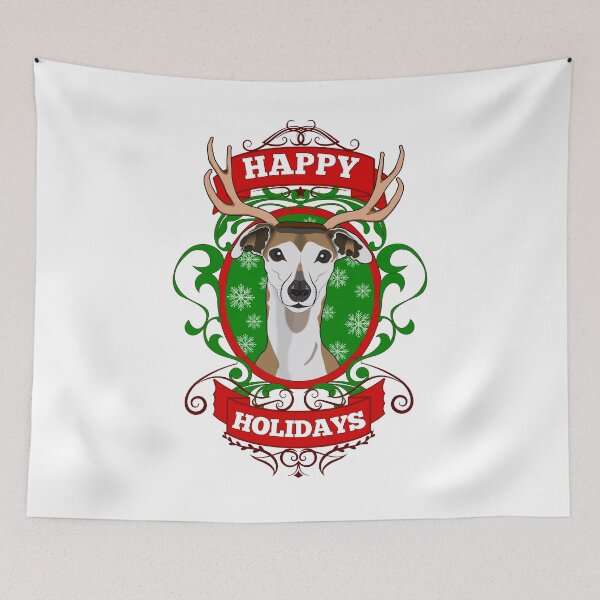 Item preview, Christmas Happy Holidays Puppy Reindeer Antlers designed and sold by Rongway76.