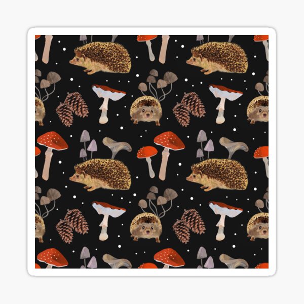 Hedgehogs and Mushrooms Sticker